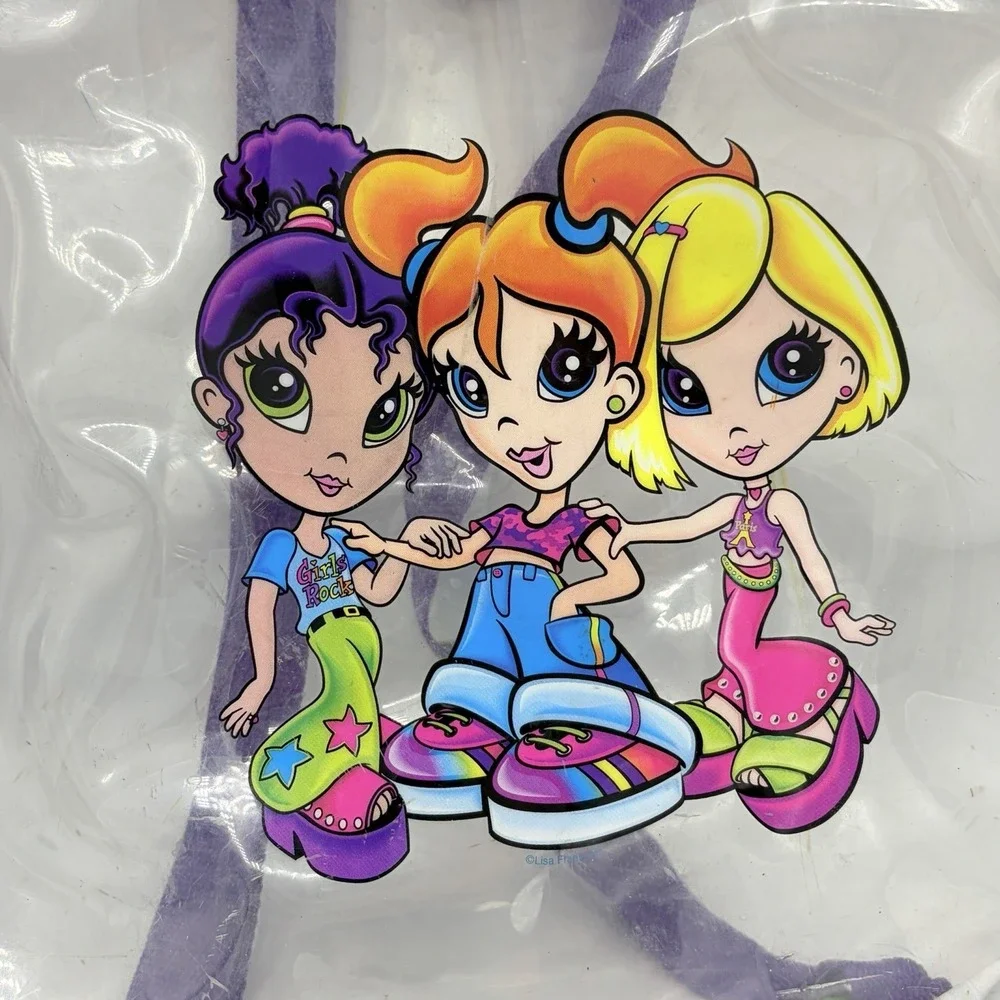 Lisa Frank Vintage Clear Backpack - Groovy Hippie Girls 3 Friends Comic Y2K 90s